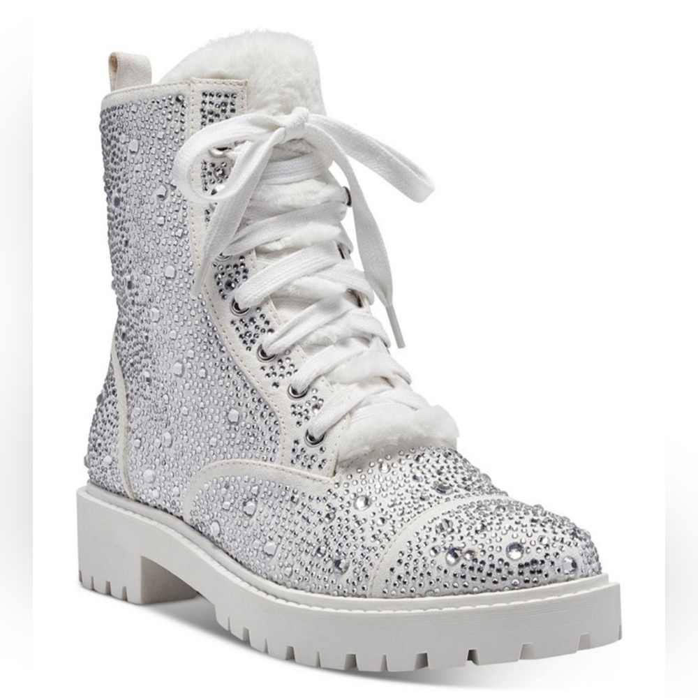 Jessica Simpson Rhinestone White Cargo Boots